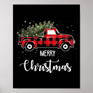 Vintage Wagon roter LKW Weihnachtsbaum Pyjama Fami Poster