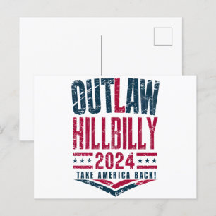 Vintage-Wahlen Außergesetzliche Hillbilly-US-Flagg Postkarte