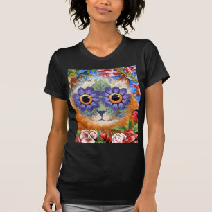 Vintage Wain Blumenkatzen Kunst T-Shirt
