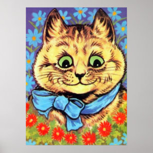 Vintage Wain Katze mit Blume Poster