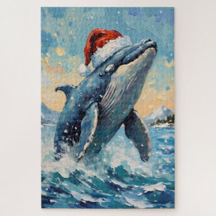 Vintage Wal mit Weihnachtsmannhut Weihnachtsszene