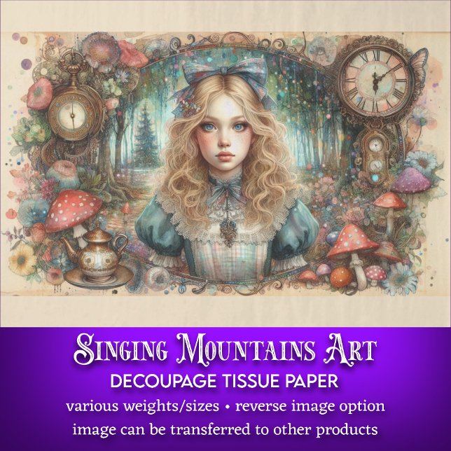 Vintage Wald Alice Fairytale Decoupage Seidenpapier (Von Creator hochgeladen)