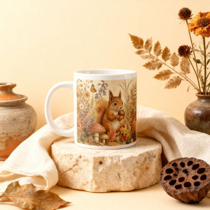 Vintage-Wald-Botanik-Eichhörnchen-Cottagecore Jumbo-Tasse