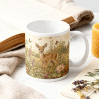 Vintage-Wald-Botanik-Hirsch-Cottagecore