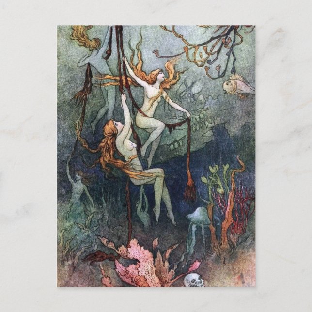 Vintage Wald Nymphen Postcard Postkarte (Vorderseite)