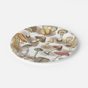 Vintage Wald-Pilze Pappteller