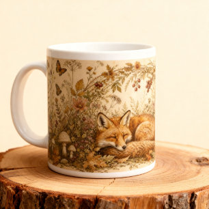 Vintage-Wald-Schlafender-Fuchs-Cottagecore-Tier Jumbo-Tasse