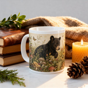 Vintage-Wald-Schwarzbär-Jungtier-Cottagecore Jumbo-Tasse