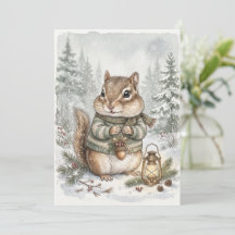 Vintage-Wald-Winter-Chipmunk-rustikaler Wald