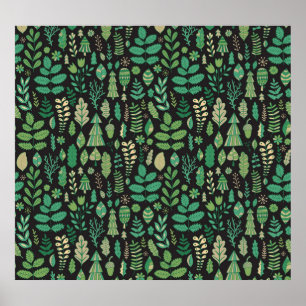 Vintage Waldflora Nahtlos Poster