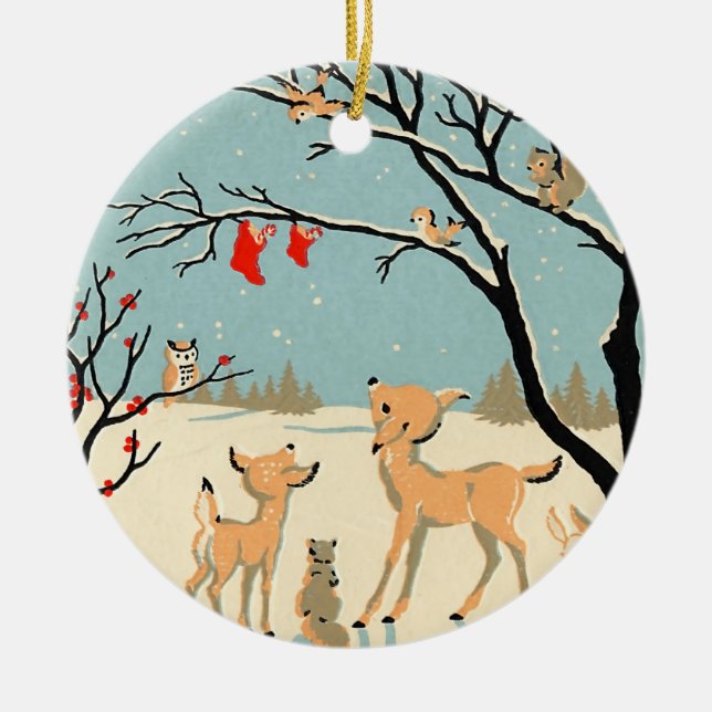 Vintage Waldfreunde Keramik Ornament (Vorne)