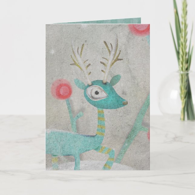 Vintage Waldkarte Feiertagskarte (Vorderseite)