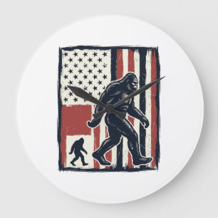 Vintage-Waldkreatur-Flagge-Vektor-Shirt-Design_1 Große Wanduhr