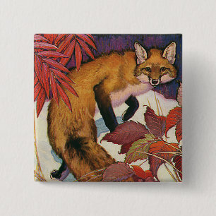 Vintage Waldkreaturen Rotfuchs Wildtier Button