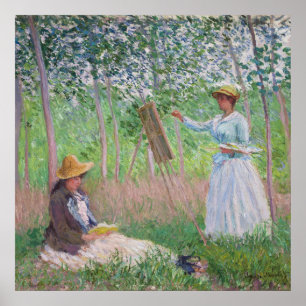 Vintage-Waldkunst mit gesprenkeltem Sonnenlicht vo Poster
