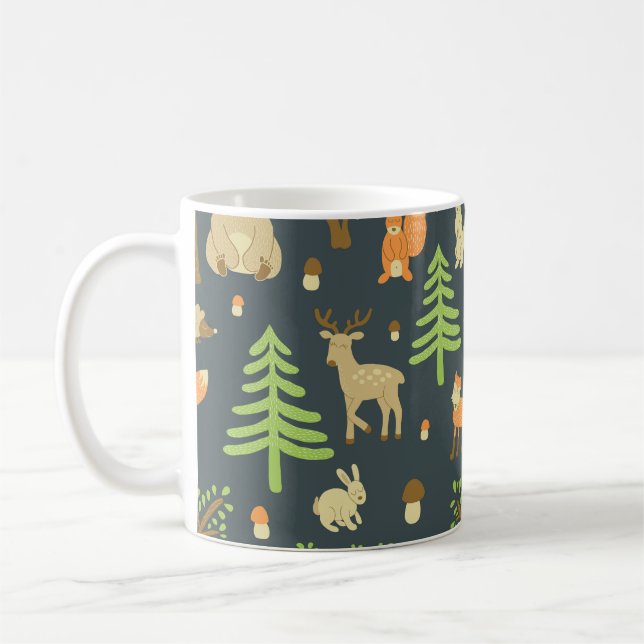 Vintage Waldtiere, Kindermuster. Kaffeetasse (Links)