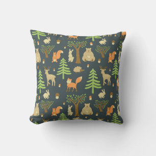 Vintage Waldtiere, Kindermuster. Kissen