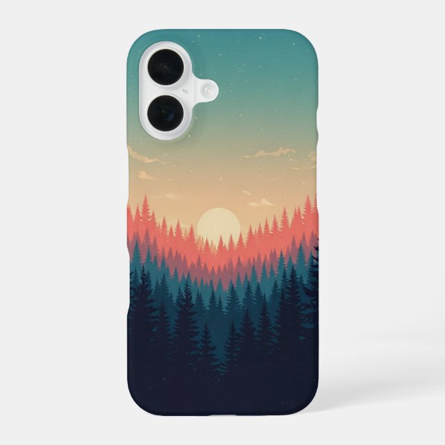 Vintage-Waldverlauf iPhone 16 Hülle (Rückseite)