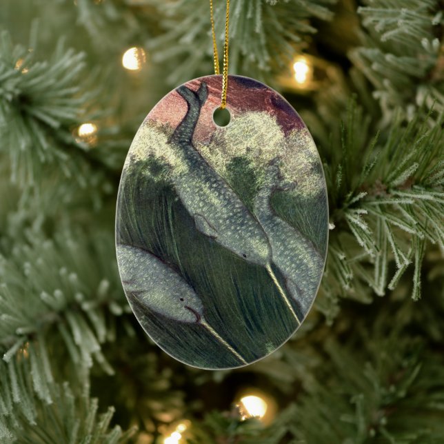 Vintage Wale, Meerestiere Keramik Ornament (Baum)