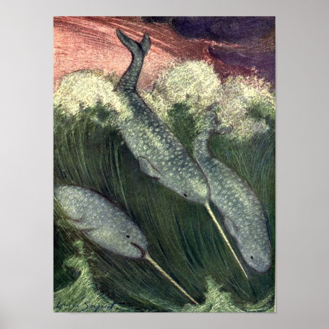 Vintage Wale, Meerestiere Poster (Vorne)