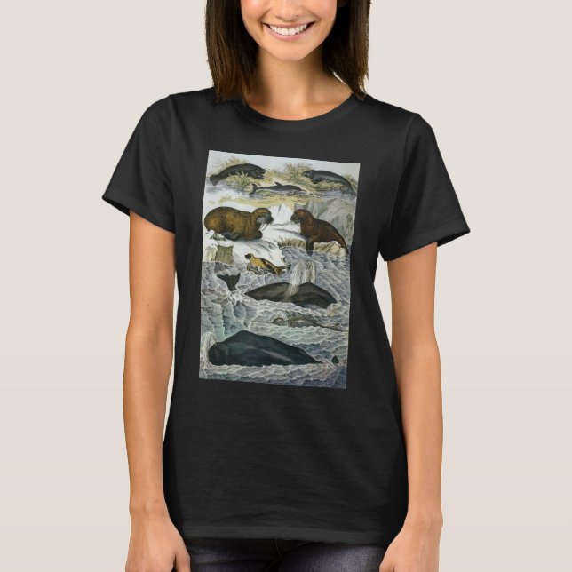 Vintage Wale, Siegel und Walrusse, Meerestiere T-Shirt (Vorderseite)