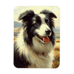 Vintage walisische Sheepdog-Malerei Magnet