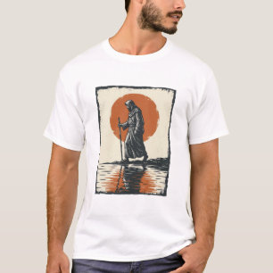 Vintage Walking Figure Sonnenuntergangs-Reflexions T-Shirt