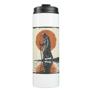 Vintage Walking Figure Sonnenuntergangs-Reflexions Thermosbecher