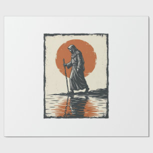 Vintage Walking Figure Sonnenuntergangsreflexion V Geschenkpapier
