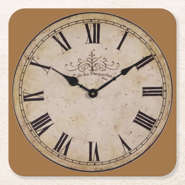 Vintage Wall-Uhr Rechteckiger Pappuntersetzer (Vorderseite)