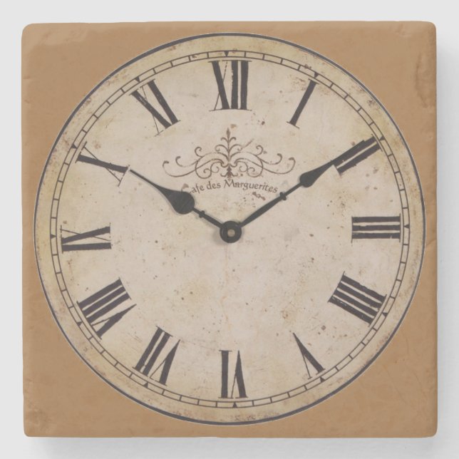Vintage Wall-Uhr Steinuntersetzer (Vorderseite)