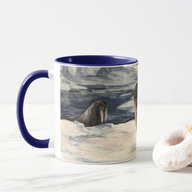 Vintage Walrusse im arktischen Schnee von CE Swan Tasse (Mit Donut)