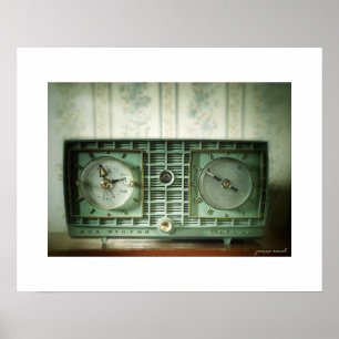 Vintage-Wanduhr-Radio-Poster-Druck Poster
