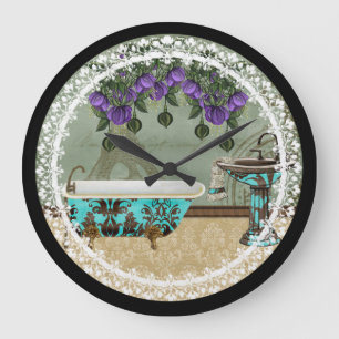 Vintage Wanne-u. Wannen-Badezimmer-Wand-Uhr Große Wanduhr