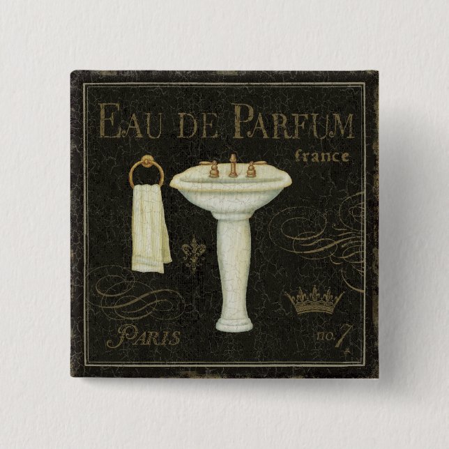 Vintage Wanne und Tuch Button (Vorderseite)