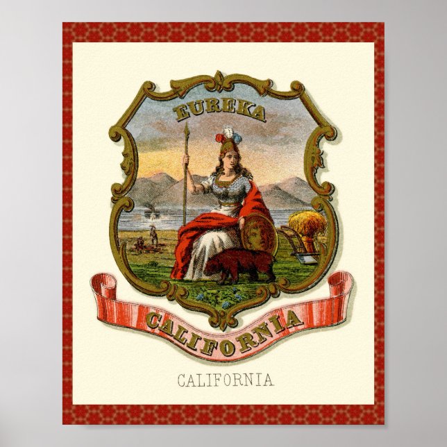 Vintage Wappen aus Kalifornien Poster (Vorne)