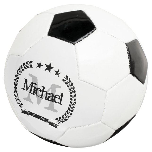 Vintage Wappen individuelle Name Monogramm Fußball (Dreiviertel)