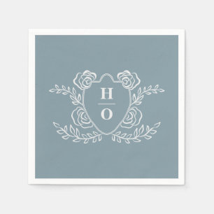 Vintage-Wappen mit floralem Monogramm für die Hoch Serviette