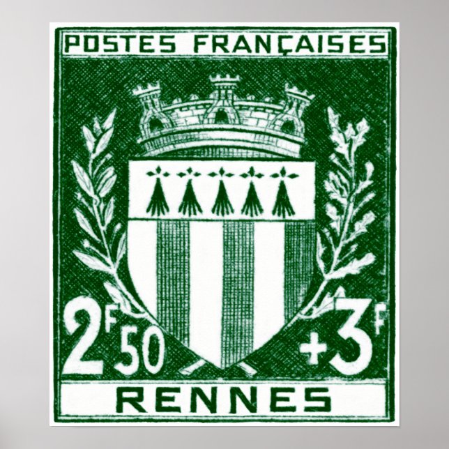 Vintage Wappen Rennes, Frankreich Poster (Vorne)