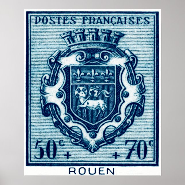 Vintage Wappen - Rouen, Frankreich Poster (Vorne)