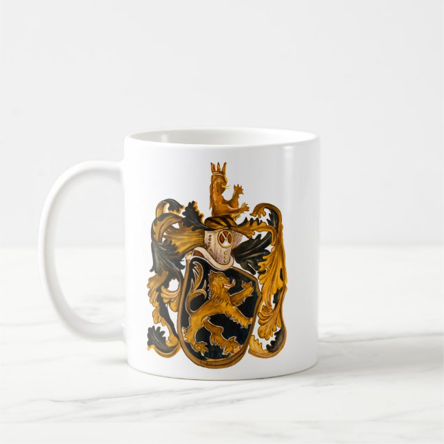 Vintage Wappen- und Goldleoplatte Kaffeetasse (Links)