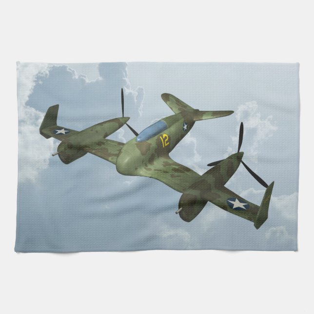 Vintage-Warbird-Flug Militärflugkunst Handtuch (Horizontal)