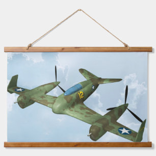 Vintage-Warbird-Flug Militärflugkunst Wandteppich Mit Holzrahmen