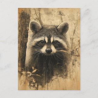 Vintage Waschbären Portrait Postkarte