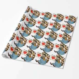 Vintage Waschbärenliebe Geschenkpapier