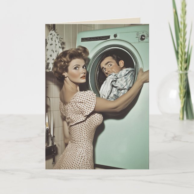 Vintage Waschüberraschung Einladung (Vorderseite)