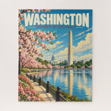 Vintage Washington DC Monumente Kirschblüten