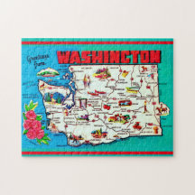 Vintage Washington-Karte 11x14