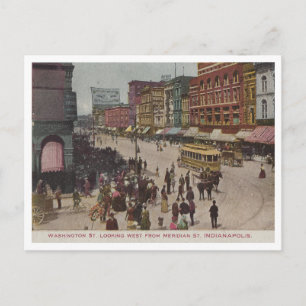 Vintage Washington Street Szene, Indianapolis Postkarte