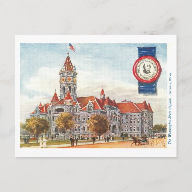 Vintage Washingtoner Hauptstadt mit Siegel Postcar Postkarte (Vorderseite)
